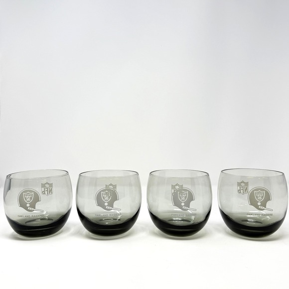 The Unbranded Brand Other - Vintage 1970s Oakland Raiders NFL Whiskey Glasses Smoked Tumblers Set of 4